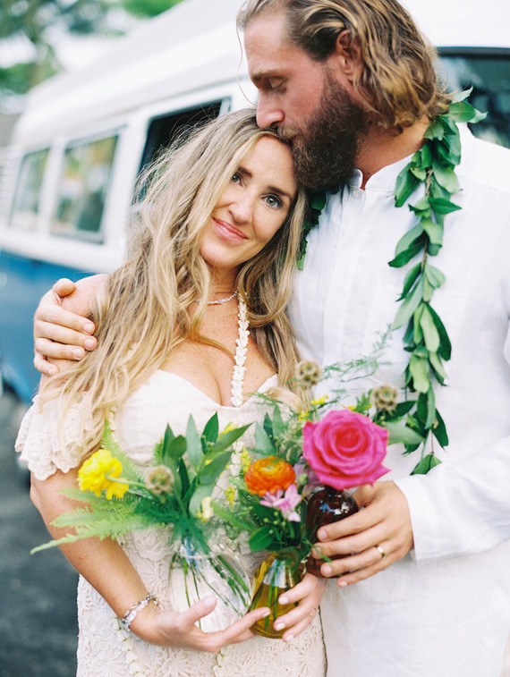 Ram Dass officiated this coupleâ€™s bohemian Maui wedding