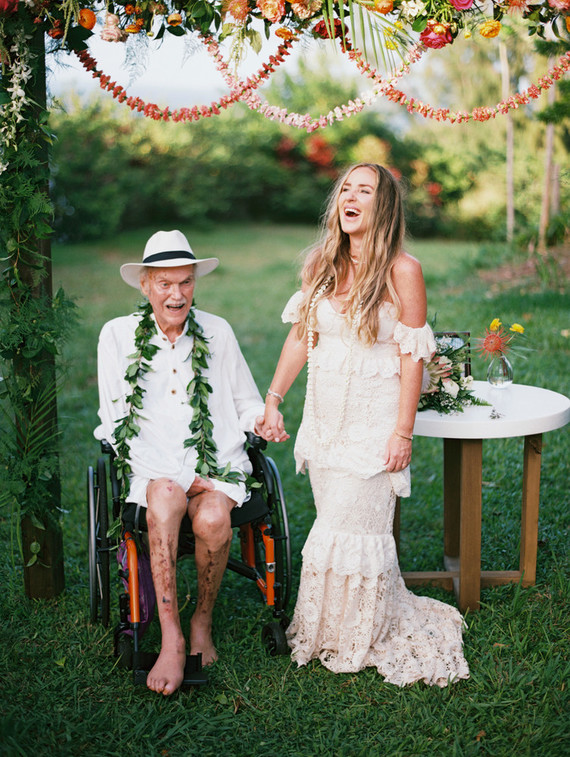 Ram Dass officiated this couple’s bohemian Maui wedding