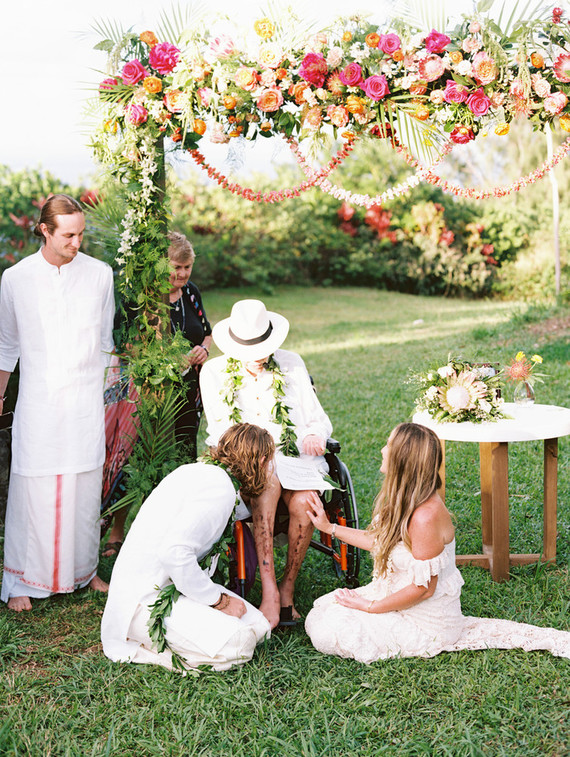 Ram Dass officiated this coupleâ€™s bohemian Maui wedding