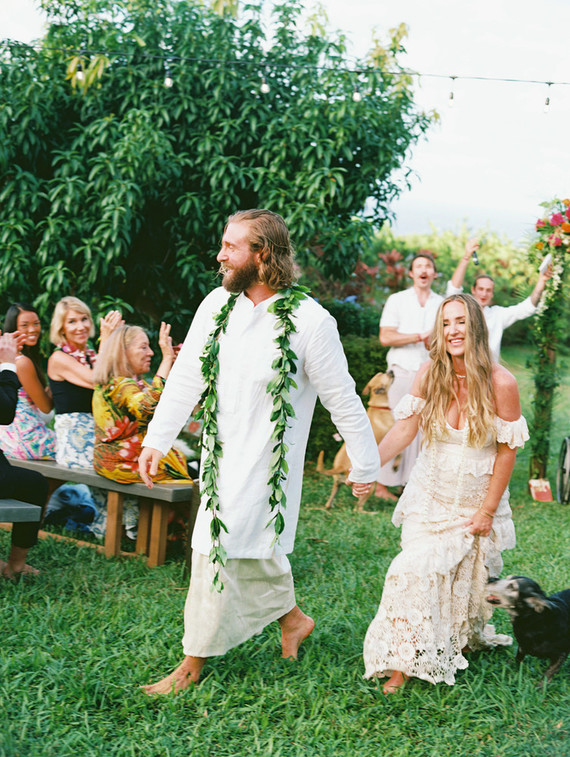 Ram Dass officiated this coupleâ€™s bohemian Maui wedding