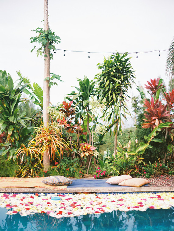 floating flowers in pool