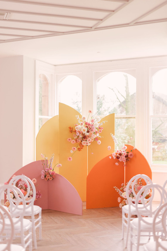 Modern color block wedding backdrop