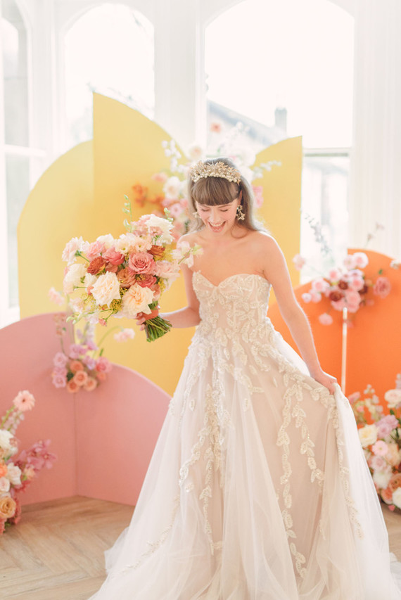 Modern color block wedding backdrop