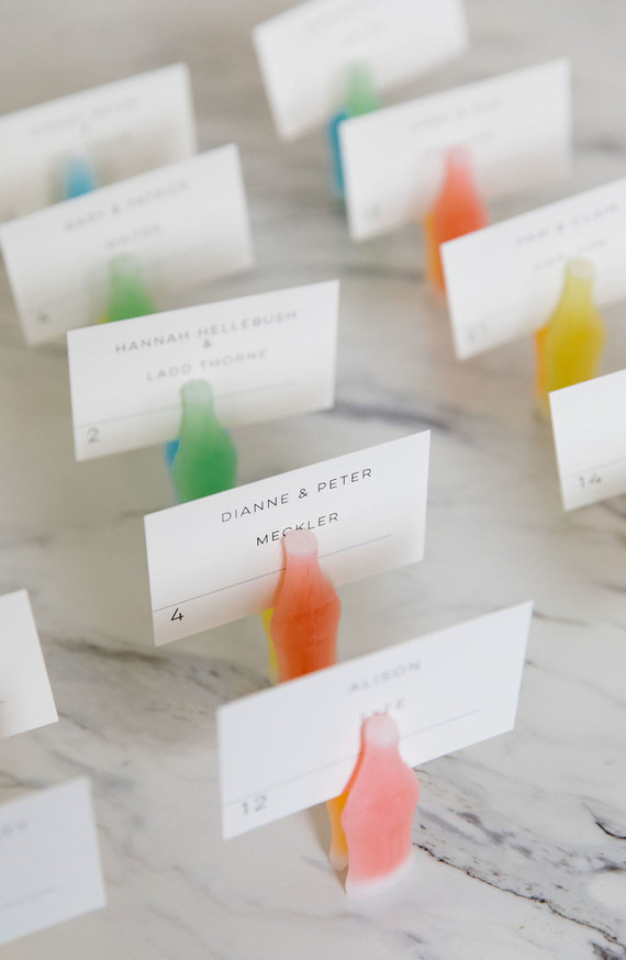candy theme place cards Inspiration