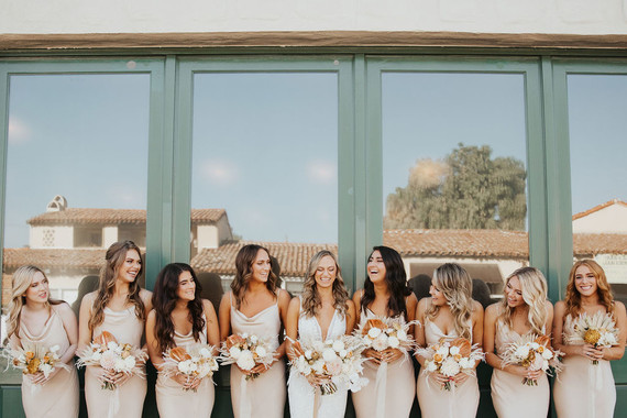 neutral bridesmaids slip dresses