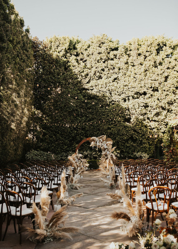 Pampas grass ceremony decor and bohemian ceremony hoop Inspiration