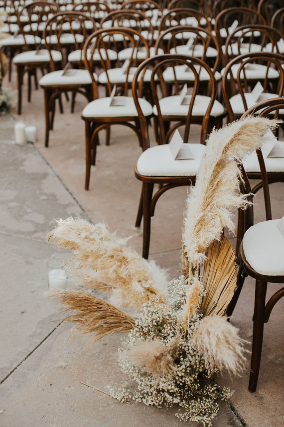 Pampas grass ceremony decor