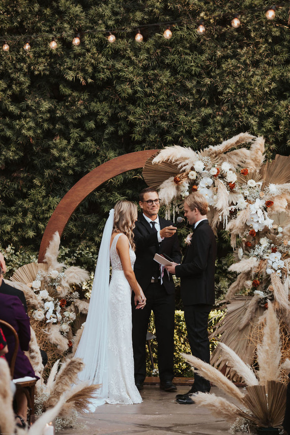 Bohemian pampas grass ceremony hoop