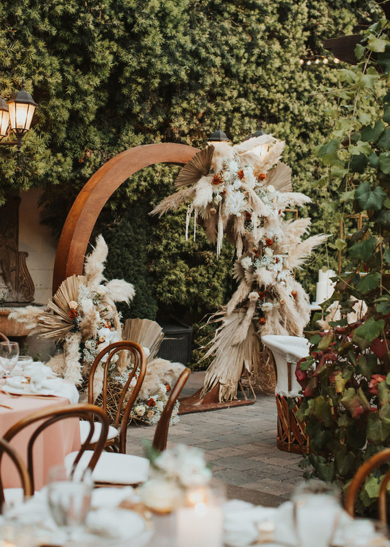 Bohemian Pampas grass ceremony hoop