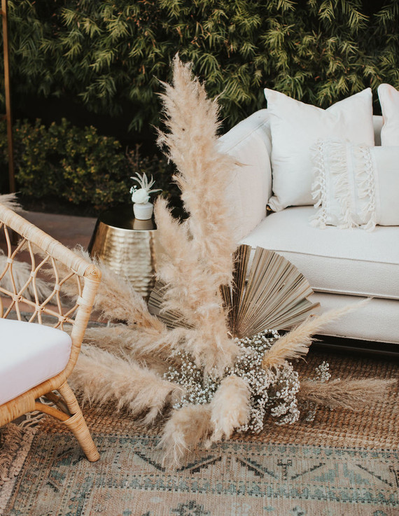 Bohemian pampas grass wedding decor Inspiration