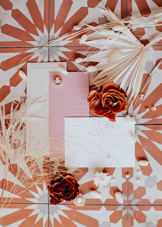 Boho glam wedding invitations