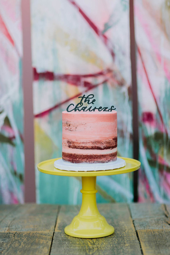 small painted wedding cake