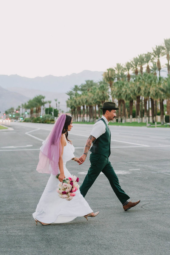 pink wedding veil