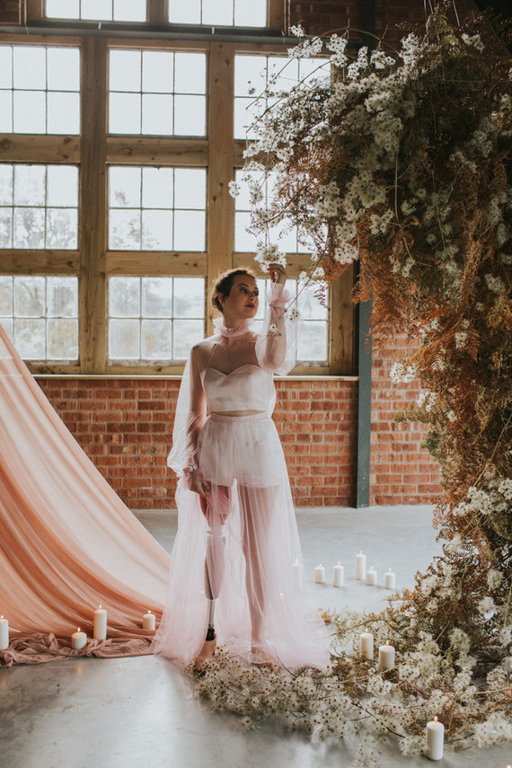 pink tulle wedding dress
