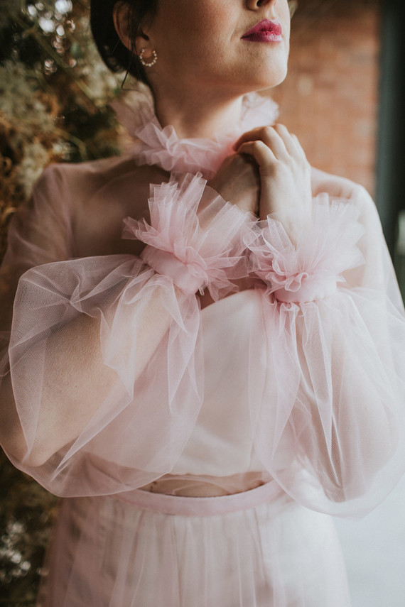 pink tulle wedding dress