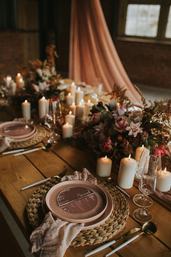 dusty pink place setting