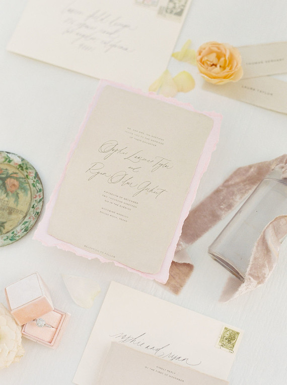 romantic calligraphy wedding invitations