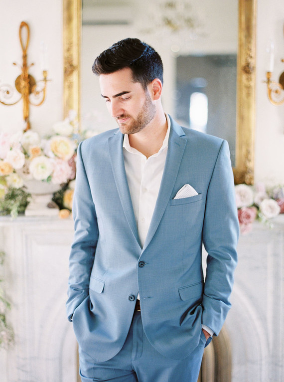 light blue groom's suit