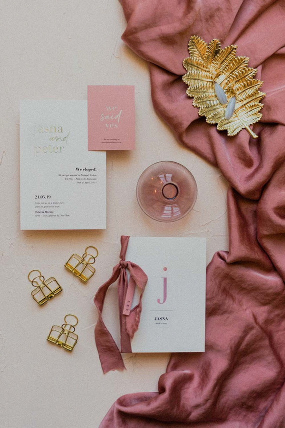 pink wedding stationery