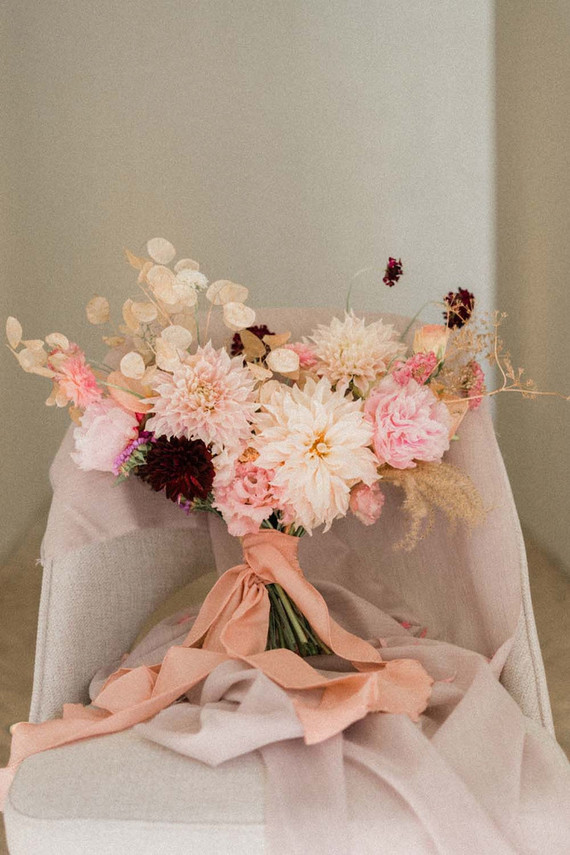pink dahlia bridal bouquet
