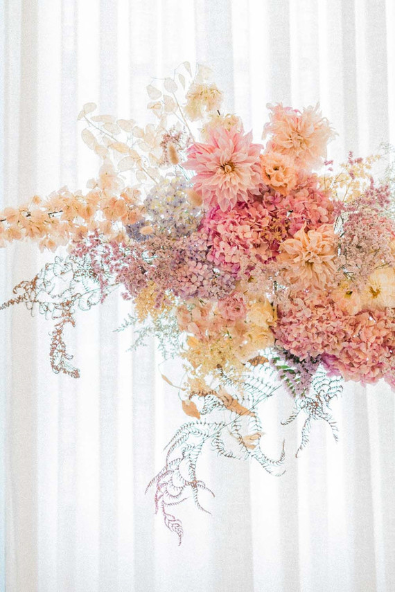 floating pink floral installation