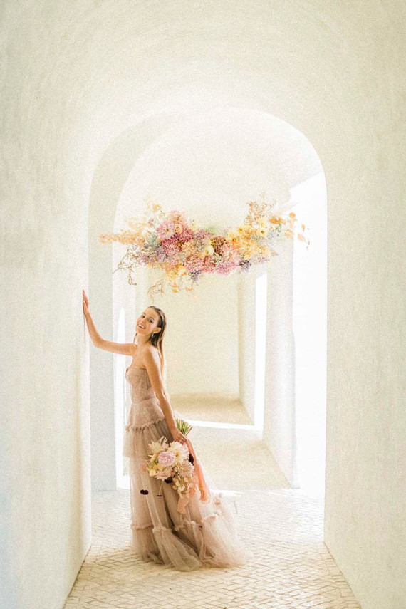 floating pink floral installation