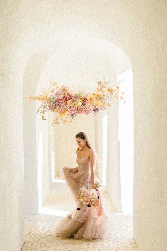 floating pink floral installation