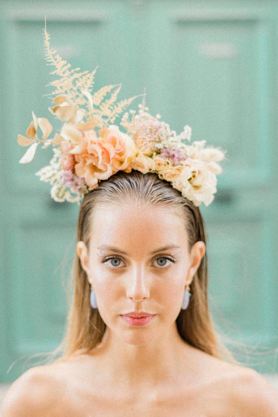 modern floral bridal headpiece Inspiration