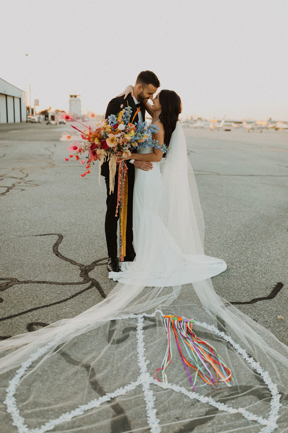 peace sign bridal veil