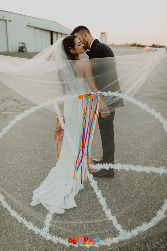 peace sign bridal veil