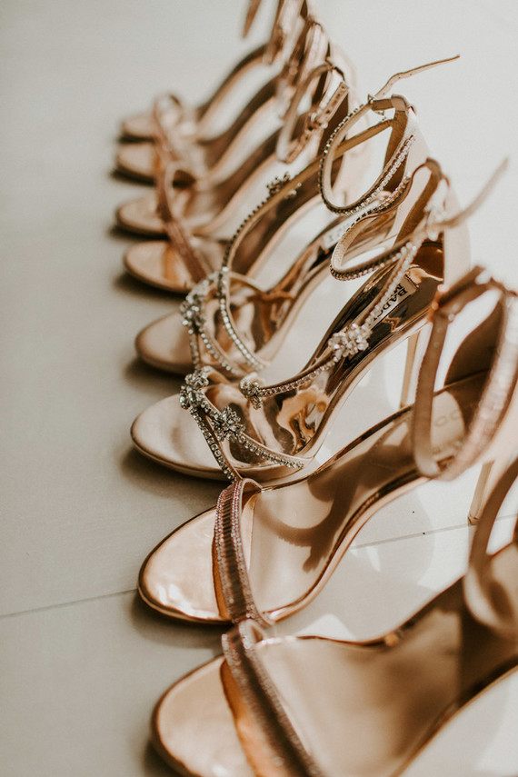 gold bridal and bridesmaid heels