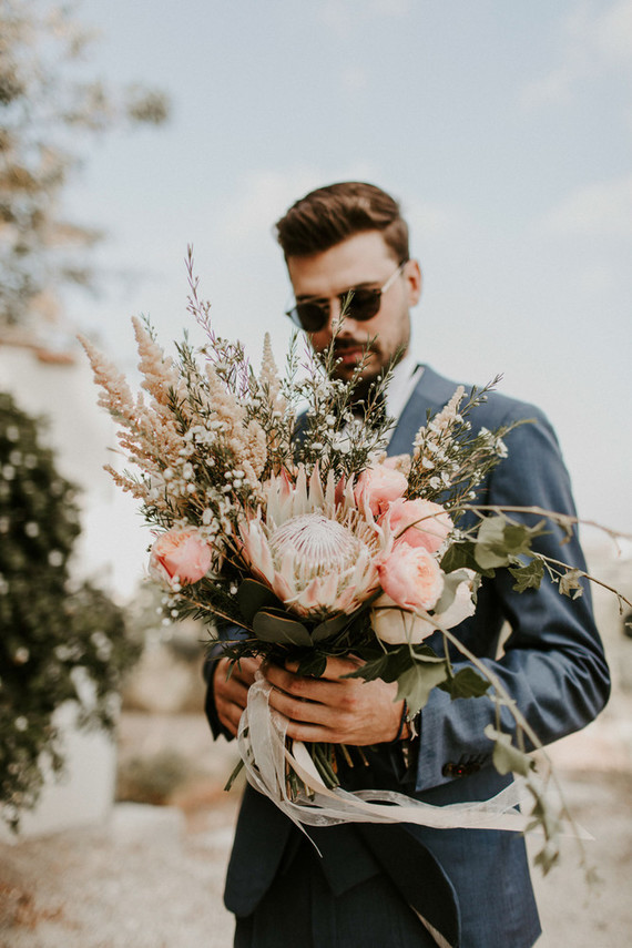 king protea wedding bouquet