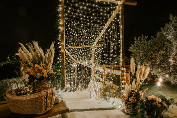 wedding reception tunnel of lights