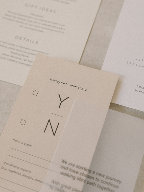 modern neutral wedding invitations