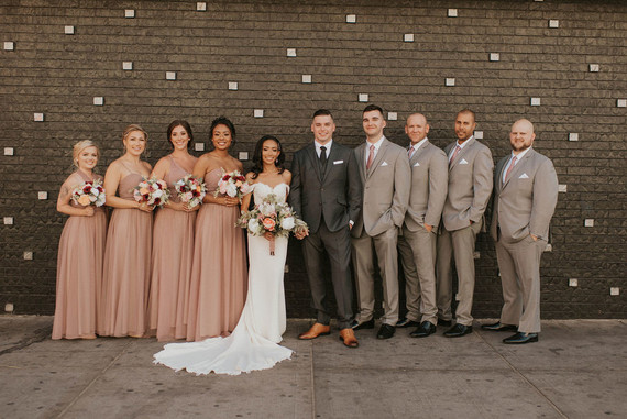dusty pink and gray wedding party fashion