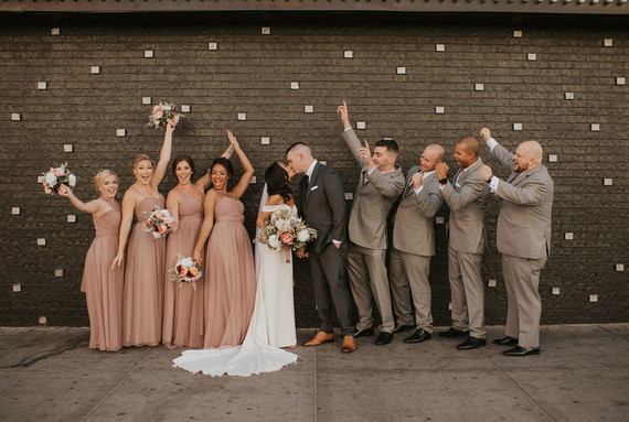dusty pink and gray wedding party fashion