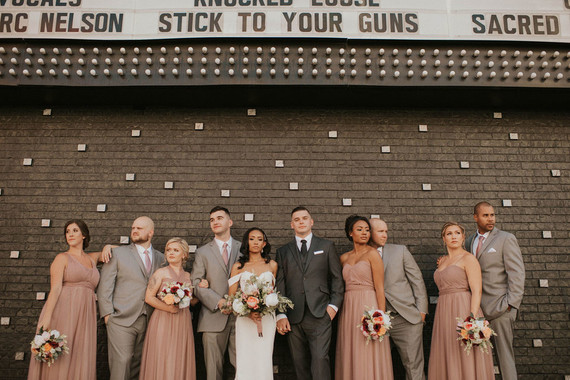 dusty pink and gray wedding party fashion