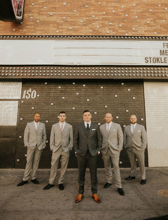 gray groomsmen and groom