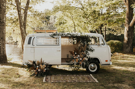 floral greenery vw van for elopement Inspiration