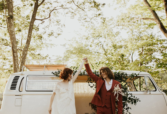 floral greenery vw van for elopement