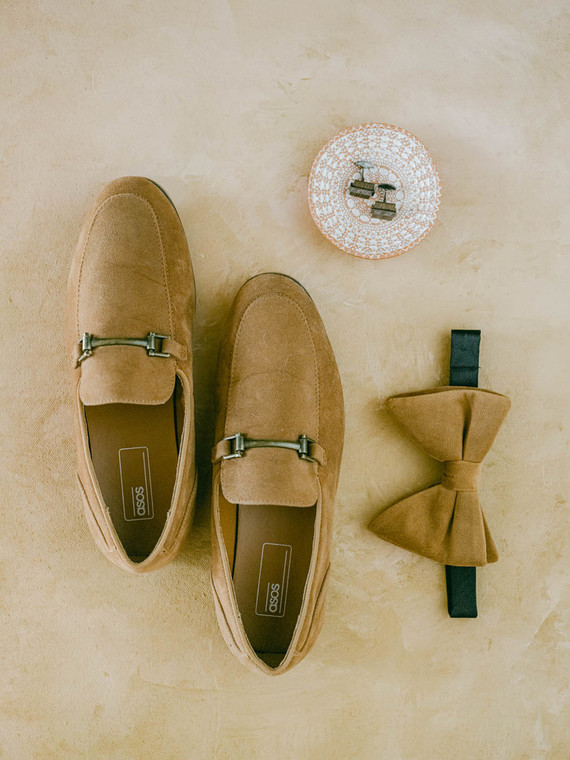 tan groom's accessories