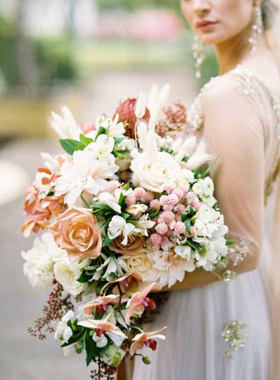 Romantic peach wedding bouquet