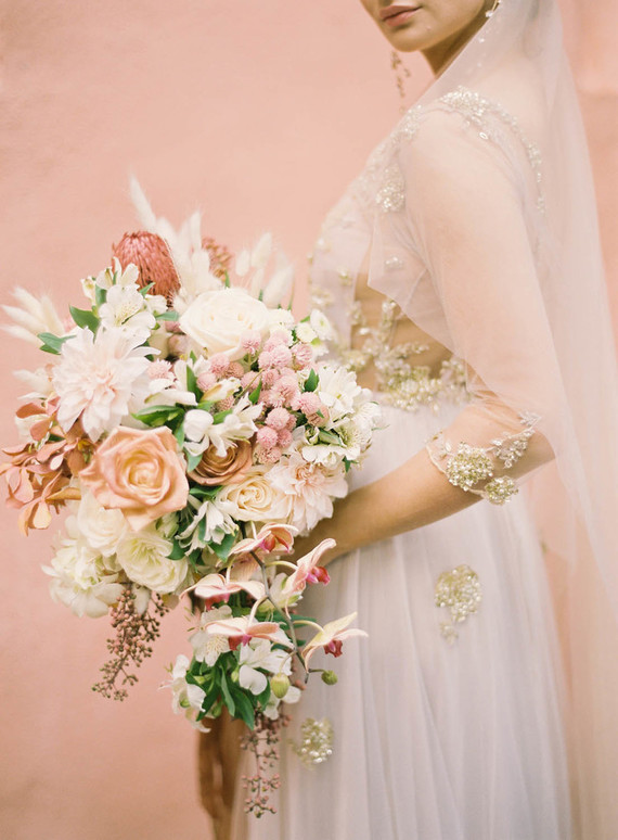 Romantic peach wedding bouquet Inspiration