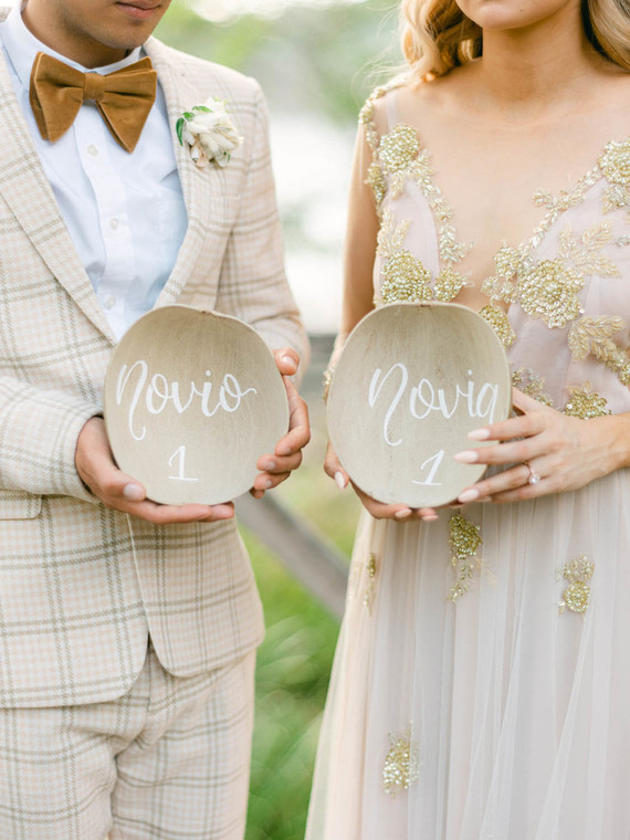 natural escort card idea with Costa Rica calabash tree