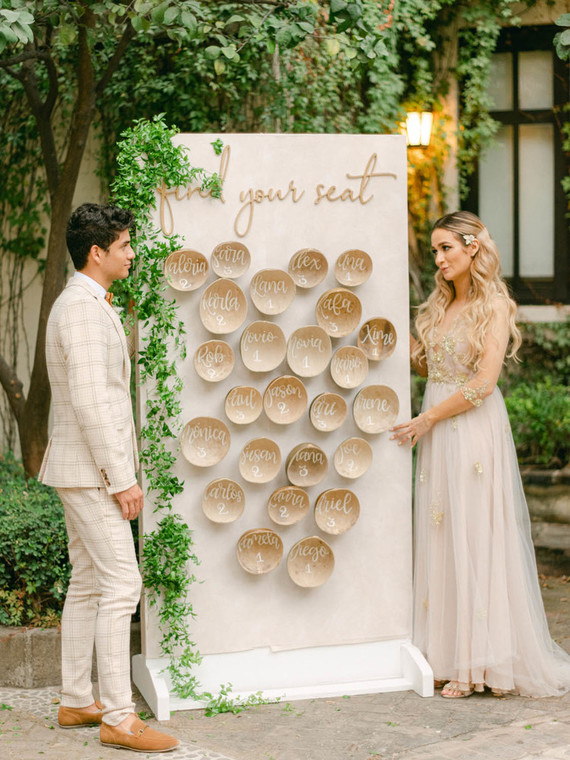 natural escort card idea with Costa Rica calabash tree