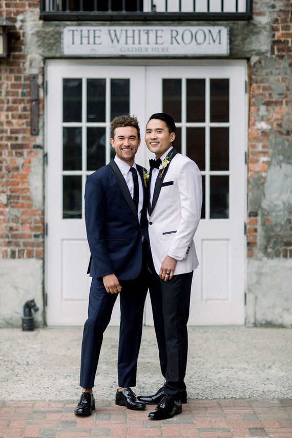 modern black and white gay wedding