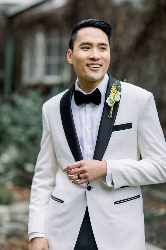 white tux for groom