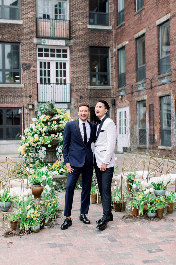 modern black and white gay wedding