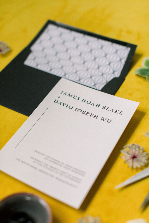 modern black and white wedding stationery