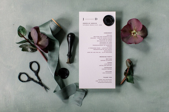 modern black and white wedding stationery